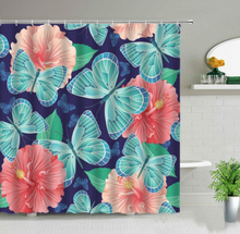 Load image into Gallery viewer, Shower/Bath Curtain range - Butterfly with Flowers Series - Beautiful Waterproof