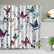 Load image into Gallery viewer, Shower/Bath Curtain range - Butterfly with Flowers Series - Beautiful Waterproof