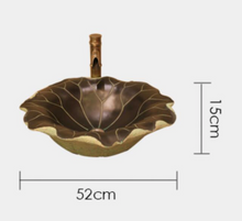 Load image into Gallery viewer, "Arna Collection" Classical Wash Basin Art Lotus Leaf & Faucet Set