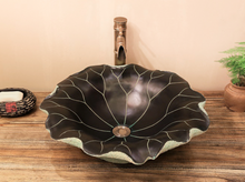 Load image into Gallery viewer, "Arna Collection" Classical Wash Basin Art Lotus Leaf & Faucet Set