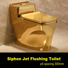 Load image into Gallery viewer, Artistic Plain Golden One Piece Close stool Siphon Flushing S-Trap Floor Mounted Luxious Villa Bathroom Seat Toilet