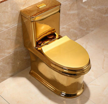 Load image into Gallery viewer, Artistic Plain Golden One Piece Close stool Siphon Flushing S-Trap Floor Mounted Luxious Villa Bathroom Seat Toilet