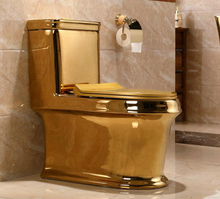 Load image into Gallery viewer, Artistic Plain Golden One Piece Close stool Siphon Flushing S-Trap Floor Mounted Luxious Villa Bathroom Seat Toilet
