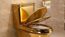 Load image into Gallery viewer, Artistic Plain Golden One Piece Close stool Siphon Flushing S-Trap Floor Mounted Luxious Villa Bathroom Seat Toilet