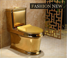 Load image into Gallery viewer, Artistic Plain Golden One Piece Close stool Siphon Flushing S-Trap Floor Mounted Luxious Villa Bathroom Seat Toilet