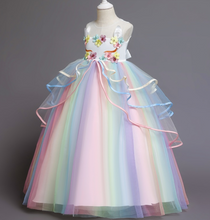 Load image into Gallery viewer, "Arna" Royal Gown Collection - Girls Unicorn Summer Dresses Tutu Long