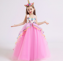 Load image into Gallery viewer, "Arna" Royal Gown Collection - Girls Unicorn Summer Dresses Tutu Long