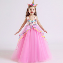 Load image into Gallery viewer, "Arna" Royal Gown Collection - Girls Unicorn Summer Dresses Tutu Long