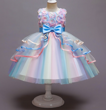 Load image into Gallery viewer, "Arna" Royal Gown Collection - Flower Dresses For Girls Elegant Rainbow Tutu Ball Gown 4-10 Year