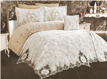 Load image into Gallery viewer, "Arna Lisa" Royal Bedding Set - 7 Piece French Lace Embroidery