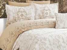 Load image into Gallery viewer, "Arna Lisa" Royal Bedding Set - 7 Piece French Lace Embroidery