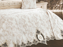 Load image into Gallery viewer, "Arna Lisa" Royal Bedding Set - 7 Piece French Lace Embroidery