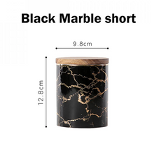 Load image into Gallery viewer, "Arna Lisa" Royal Collection - Black Marble Pattern Ceramics Storage Bottles Sealed Jars And Bamboo Lid Home Kitchen Storage Can Container