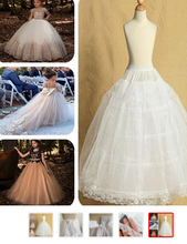 Load image into Gallery viewer, "Arna" Royal Gown Collection - White Petticoat for Girls Crinoline Underskirt Flower Girl Prom Ball Gown Dress Puffy Skirt 2 Hoop