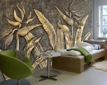 Load image into Gallery viewer, "Arna" Collections - DIY - Custom Photo Wallpaper Mural Golden Sculpture Wall Background Wall 3D