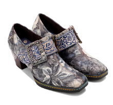 Load image into Gallery viewer, "Arna" Collection Shoes - Handcrafted Original Leathers - Women Shoes Female Print Fabric High Heels Retro Pumps