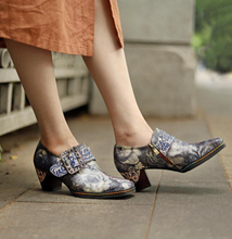 Load image into Gallery viewer, "Arna" Collection Shoes - Handcrafted Original Leathers - Women Shoes Female Print Fabric High Heels Retro Pumps