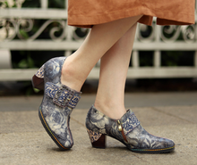 Load image into Gallery viewer, "Arna" Collection Shoes - Handcrafted Original Leathers - Women Shoes Female Print Fabric High Heels Retro Pumps