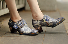 Load image into Gallery viewer, "Arna" Collection Shoes - Handcrafted Original Leathers - Women Shoes Female Print Fabric High Heels Retro Pumps