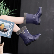 Load image into Gallery viewer, Luxury Lady New Women PVC Fur Warm Rain Boots - Low Heel Jelly Rubber Boots Candy Colours