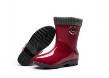 Load image into Gallery viewer, Luxury Lady New Women PVC Fur Warm Rain Boots - Low Heel Jelly Rubber Boots Candy Colours