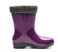 Load image into Gallery viewer, Luxury Lady New Women PVC Fur Warm Rain Boots - Low Heel Jelly Rubber Boots Candy Colours