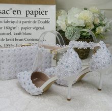 Load image into Gallery viewer, Limited Edition - Luxury Lace Shoe Set - Many colours & Sizes (Shoe + Clutch) Wedding