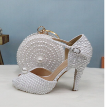 Load image into Gallery viewer, Limited Edition - Luxury Lace Shoe Set - Many colours & Sizes (Shoe + Clutch) Wedding