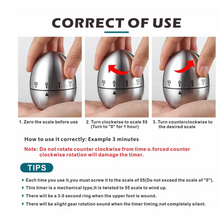 Load image into Gallery viewer, Chef Cooking Timer Kitchen Stainless Steel Eggs 60 Minutes Mechanical Alarm Clock Time Clock Time Management