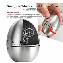 Load image into Gallery viewer, Chef Cooking Timer Kitchen Stainless Steel Eggs 60 Minutes Mechanical Alarm Clock Time Clock Time Management