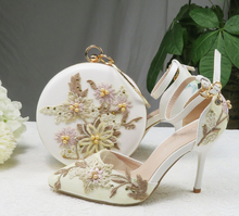 Load image into Gallery viewer, Limited Edition - Luxury Lace Shoe Set - Many Colours & Sizes (Shoe + Clutch)