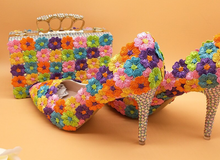 Load image into Gallery viewer, Limited Edition - Luxury Lace Shoe Set - Many Styles/Colours & Sizes (Shoe + Clutch) Wedding
