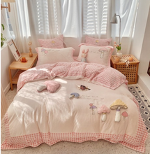 Load image into Gallery viewer, "Arna's" Collection - Luxury Flannel Velvet #D Mushrooms Bedding Set 6 piece Twin/Single