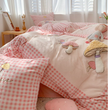 Load image into Gallery viewer, "Arna's" Collection - Luxury Flannel Velvet #D Mushrooms Bedding Set 6 piece Twin/Single