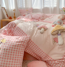 Load image into Gallery viewer, "Arna's" Collection - Luxury Flannel Velvet #D Mushrooms Bedding Set 6 piece Twin/Single