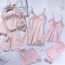 Load image into Gallery viewer, "Arna" Collection - Quality Lace 5 Piece Satin Sleepwear