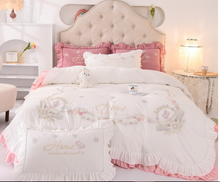 Load image into Gallery viewer, "Arna Lisa Royal Collection" - New Luxury White 100% Cotton Floral Embroidery Bedding Set
