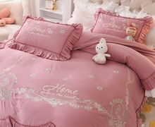 Load image into Gallery viewer, "Arna Lisa Royal Collection" - New Luxury White 100% Cotton Floral Embroidery Bedding Set