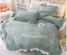 Load image into Gallery viewer, "Arna Lisa Royal Collection" - New Luxury White 100% Cotton Floral Embroidery Bedding Set