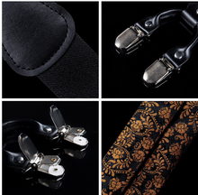 Load image into Gallery viewer, Luxury Mens Suspender Wedding Accessories Leather 6 Clips Braces Bow Tie Set - Many Colours & Sizes
