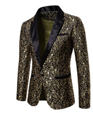 Load image into Gallery viewer, Mens Luxury Gold Jacquard Blazer Patchwork Jacket - Many Colours & Sizes