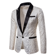 Load image into Gallery viewer, Mens Luxury Gold Jacquard Blazer Patchwork Jacket - Many Colours & Sizes