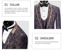 Load image into Gallery viewer, Mens Luxury Men Suit Bridegroom Wedding Tuxedo Blazer Jacket Vest Pant 3 Piece Slim Fit