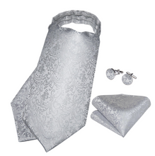 Load image into Gallery viewer, Luxury Mens Silk Tie Handkerchief Cufflinks & Neck Tie Ring - Many Colours & Sizes