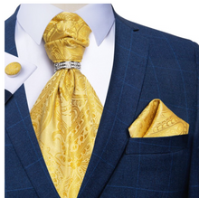 Load image into Gallery viewer, Luxury Mens Silk Tie Handkerchief Cufflinks & Neck Tie Ring - Many Colours & Sizes