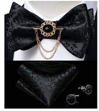 Load image into Gallery viewer, Designer Business Silk Bow Tie Brooch Pin Set - Many Colours