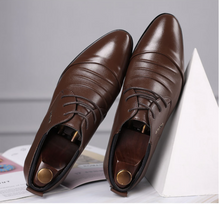 Load image into Gallery viewer, British Slip On Split Leather Pointed Toe Shoes Business Wedding Oxfords Formal Shoes - Many Colours & Sizes