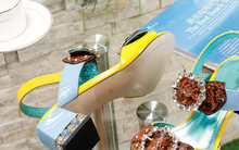 Load image into Gallery viewer, Luxury Women's Sandals Jewelled Square Heel Butterfly-Knot Rivet Rhinestone Shoes