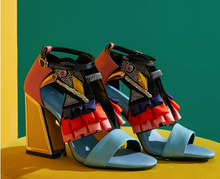 Load image into Gallery viewer, Women's Designer High Heel Bird Rhinestone Chunky Heel Shoe