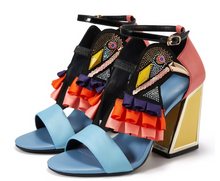 Load image into Gallery viewer, Women's Designer High Heel Bird Rhinestone Chunky Heel Shoe